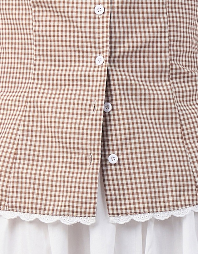 MVN - Gingham Lace Trim Top