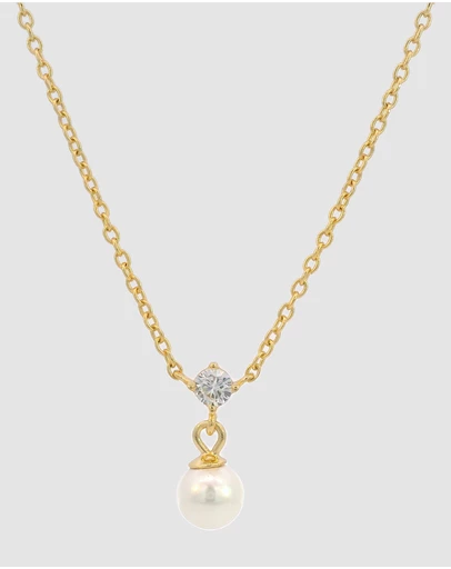 Georgini - Georgini Adagio Touch Of Sparkle Pearl Necklace Gold
