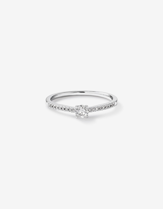 Michael Hill - 0.25 Carat TW Round Brilliant Diamond Side Accent Engagement Ring in 14kt White Gold