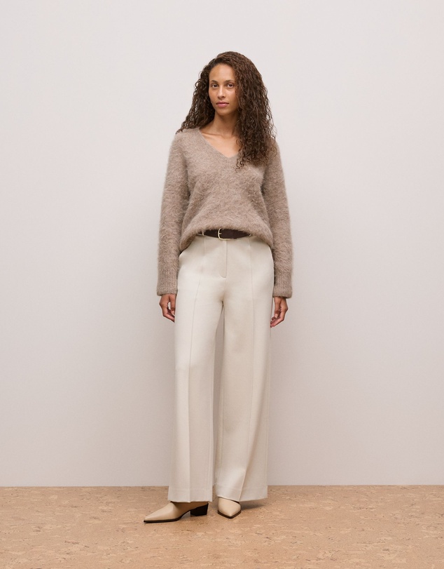 Trenery - Brushed Alpaca Relaxed V Knit in Natural