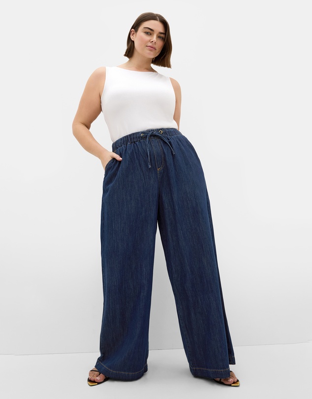 City Chic - Plus size Tiana Cotton Denim Pant - dark wash