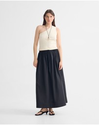 Oxford - Olive Cotton Maxi Skirt
