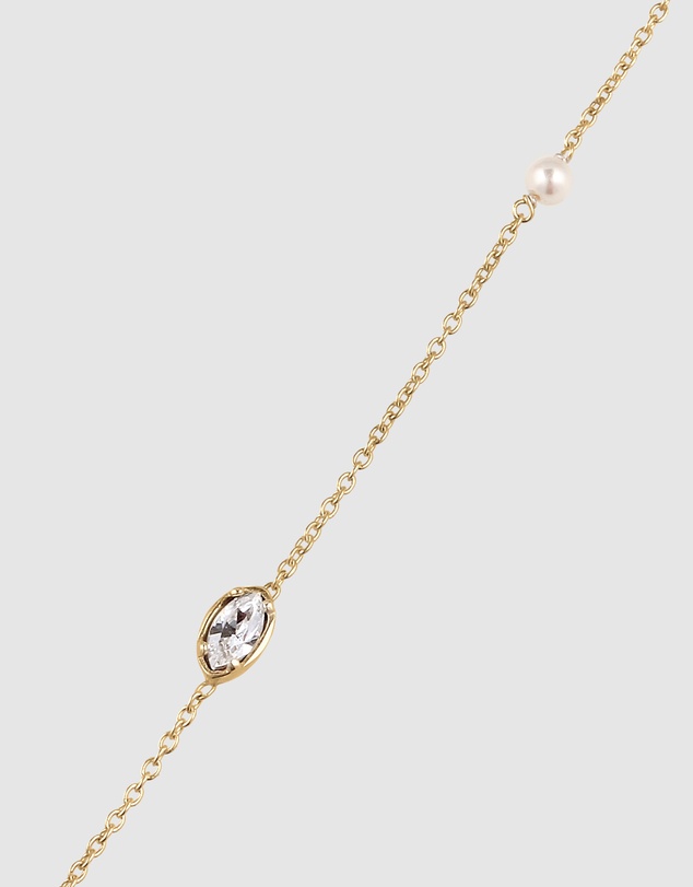 Elli Jewelry - Necklace Crystal Pearl 925 Sterling Silver Gold-Plated