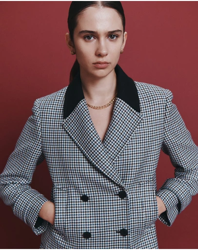 SABA - Prudence Wool Check Peacoat