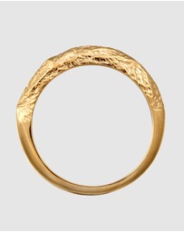 Kuzzoi - ICONIC EXCLUSIVE - Ring Men Narrow Used Look 925 Sterling Silver Gold-plated