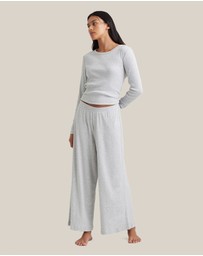Papinelle - Soft Baby Rib Full Length Wide Leg Pant