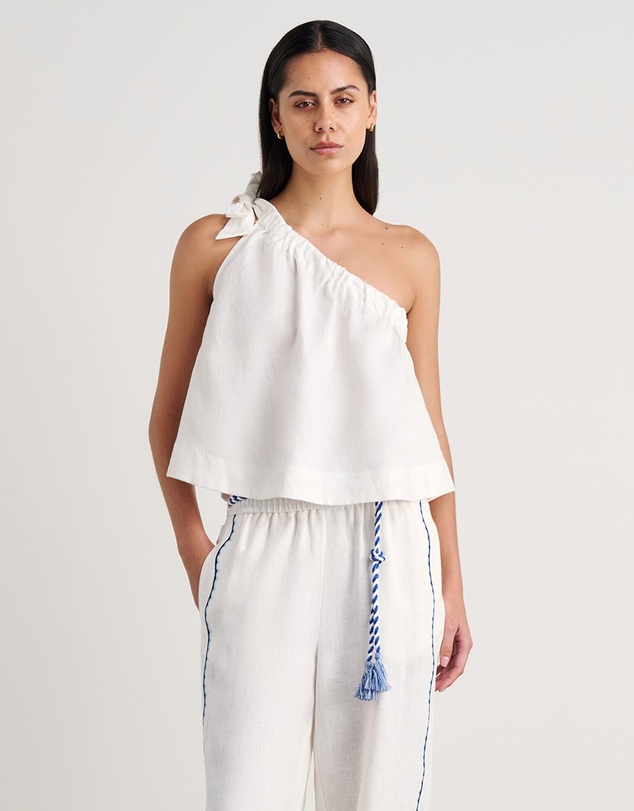 Jag - Ariel One Shoulder Linen Top