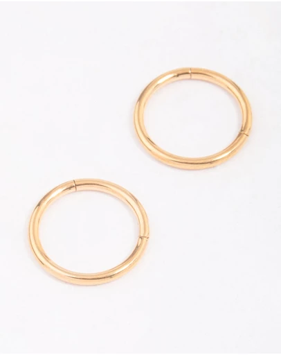 Lovisa - Gold Plated Surgical Steel Sleeper Hoop Earrings 10mm
