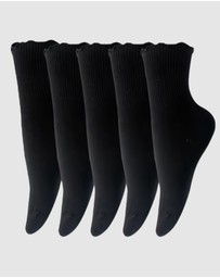 High Heel Jungle - Premium Cotton Frill Edge Socks- 5 Pack