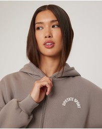 Upstate - Cropped Zip Thru Hoodie - Cinder