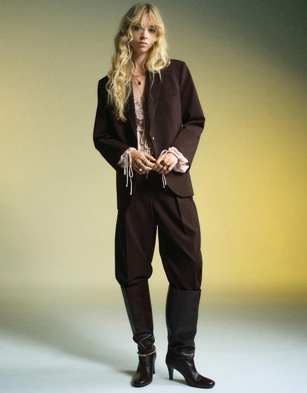 M.N.G - Wide-Leg Mid-Rise Pleated Trousers