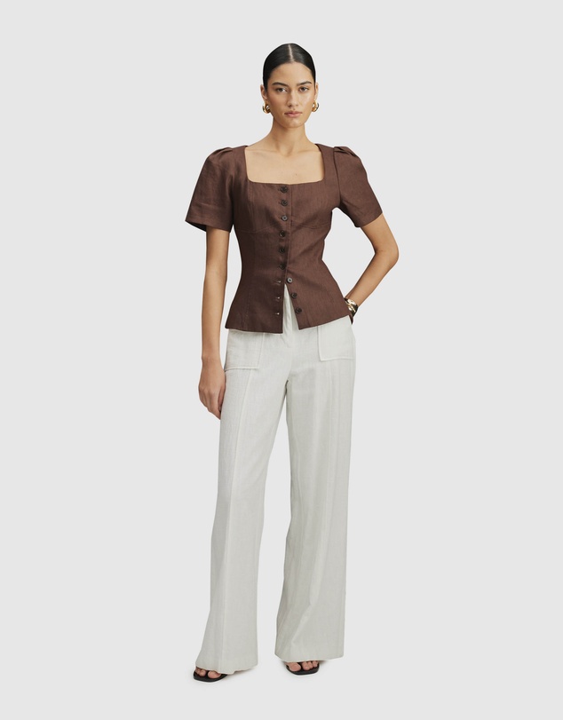 AERE - Audrey Short Sleeve Linen Vest