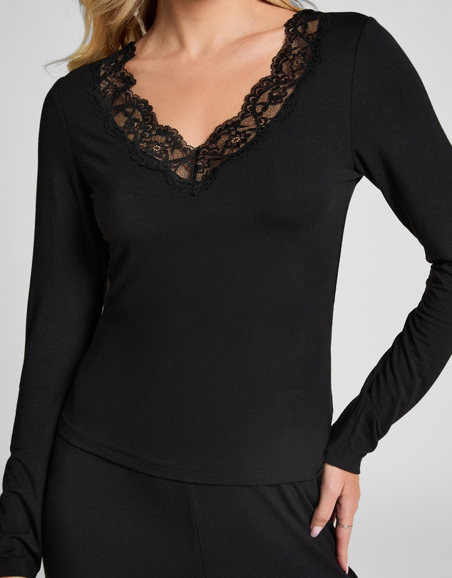 Hunkemoller - PJ LS Jersey Lace Nana Set