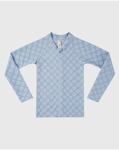 Aqua Blu Kids - Stepping Stones Blue Long Sleeve Rash Vest - Kids