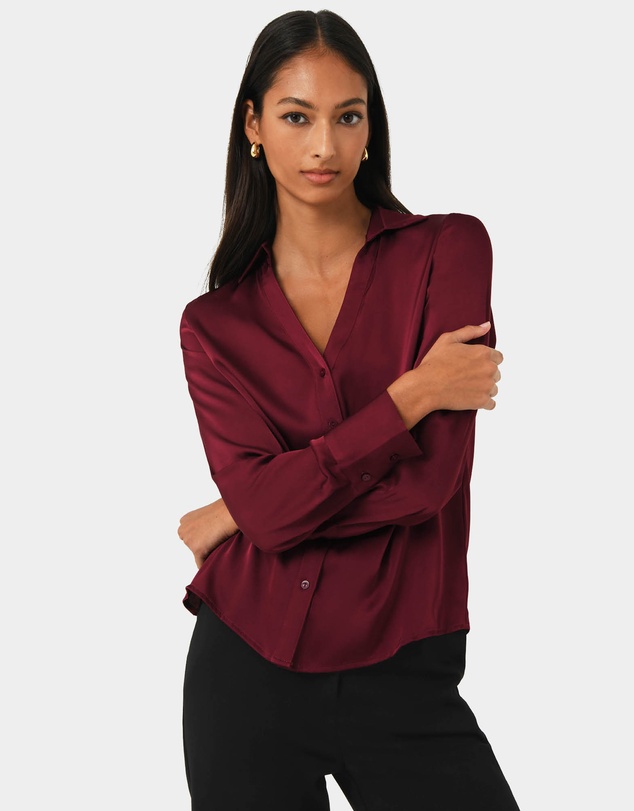 Forcast - Lila V-neck Satin Blouse