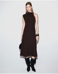 M.N.G - Dress With Asymmetrical Neck And Metallic Detail