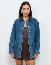 AERE - Denim Contrast Collar Jacket
