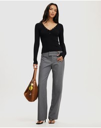 Cotton On - Rib Knit Henley Long Sleeve Top