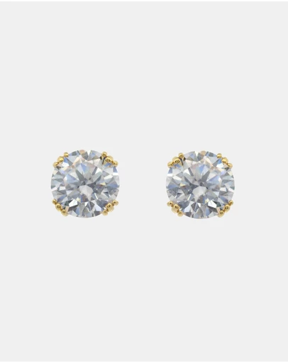 Georgini - Georgini Elegant Essentials 6.5mm Round Hidden Halo Stud Gold