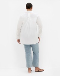 City Chic - Plus size Elevated Long Sleeve Stretch Shirt - white