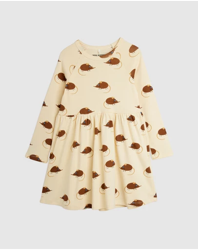 Mini Rodini - Elephant Shrew AOP LS Dress - Babies-Kids