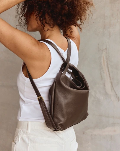 VESTIRSI - Bella Mini Dark Chocolate 3-in-1 Convertible Bag Gold Hardware - The ICONIC Exclusive
