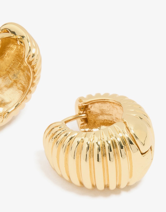 Lovisa - Gold Plated Brass Ribbed Graduated Huggie Earrings