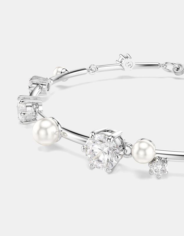 Swarovski - Constella Tennis Bracelet, Crystal Pearl, Round Cuts, White, Rhodium Plated