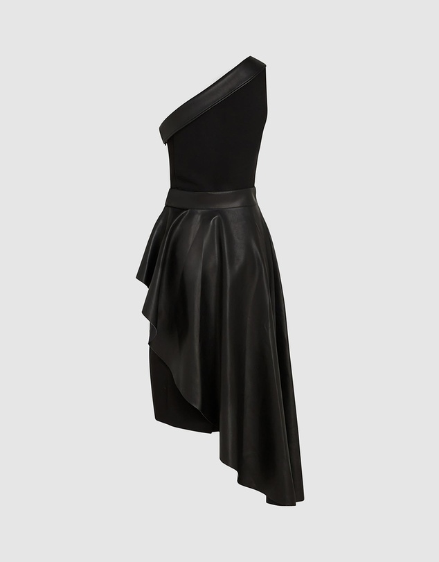 Karl Lagerfeld - One-Shoulder Biker Dress