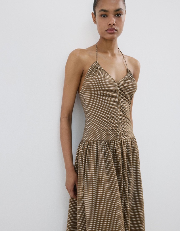 M.N.G - Midi Dress with Ruched Check Detail