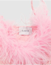 Sleeper - Boheme Mini Slip Dress With Feathers In Pink