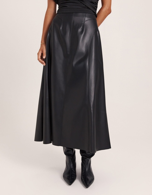 SABA - Viv Faux Leather Fluted Skirt