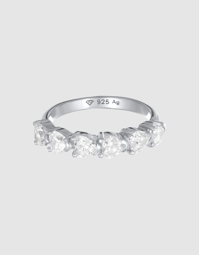 Elli Jewelry - Zirconia Heart Band Ring in 925 Silver