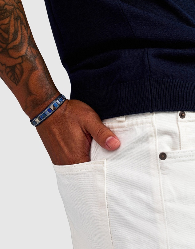 Nialaya Jewellery - Blue Lapis Stud Bracelet