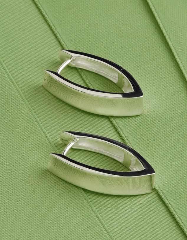 Najo - Swan Silver Huggie Earrings