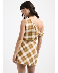 Alice In The Eve - Alyssa Plaid Off Shoulder Mini Dress
