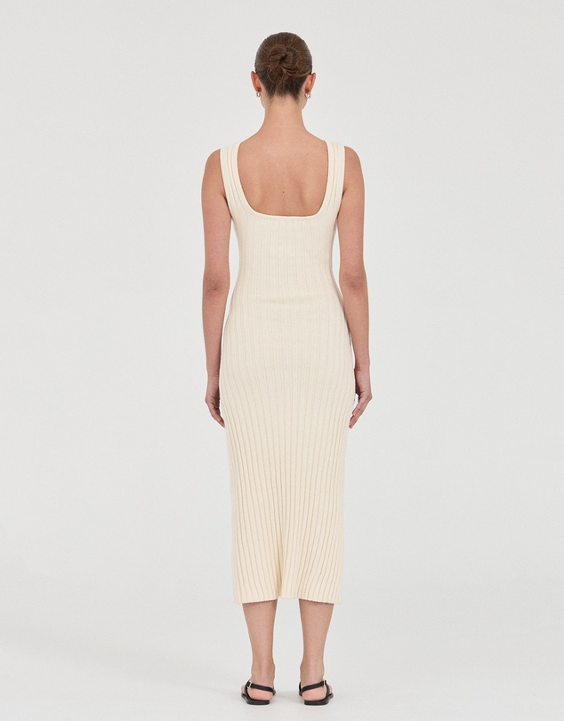 FRIEND of AUDREY - The Cotton Rib Square-Neck Dress