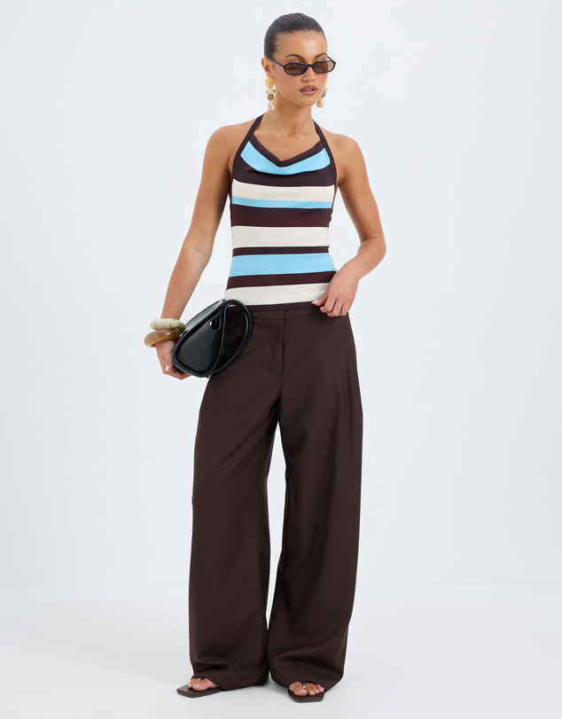 Calli - Andrea Stripe Knit Cowl Neck Top