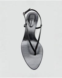 M.N.G - Heeled Leather Sandals with Straps