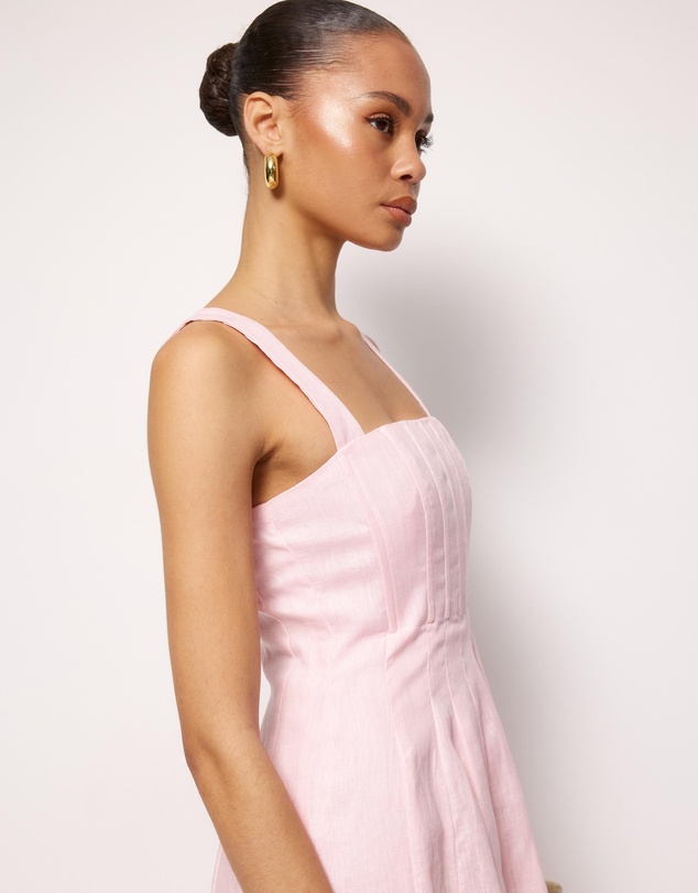 AERE - Pasey Linen Seamed Detail Midi Dress