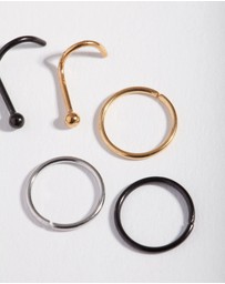 Lovisa - Simple Diamante Nose Stud 6-Pack