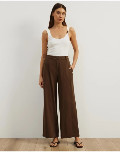 Atmos&Here - Gaia Twill Wide Leg Pant