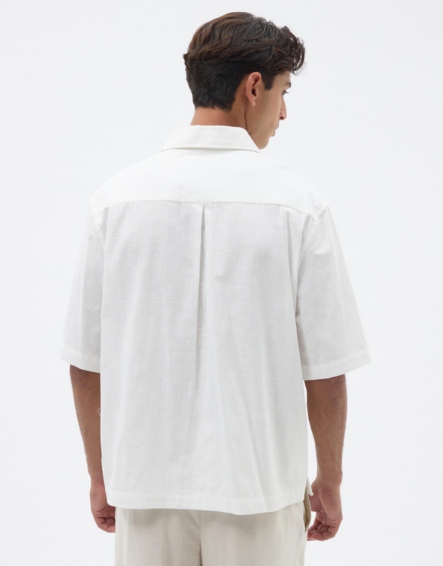 AERE - Linen Blend Broderie Contrast Shirt