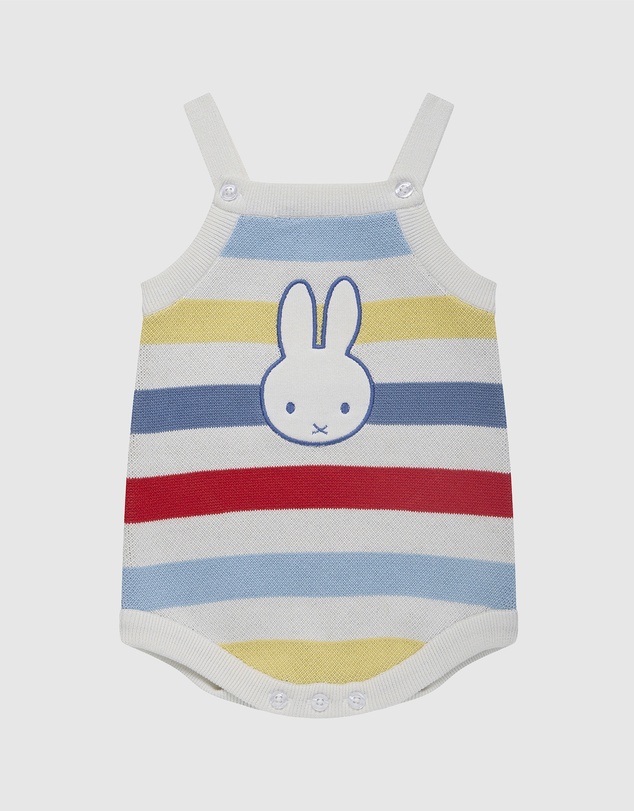 Kynd Baby - Miffy Knit Romper in Multi Stripe
