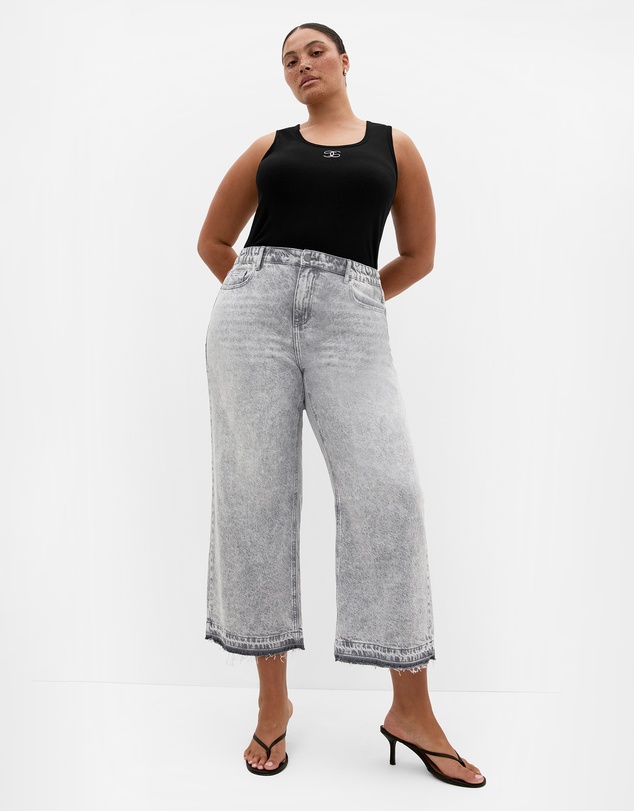 City Chic - Plus size Harley Fit Wide Leg Crop Jean - grey wash