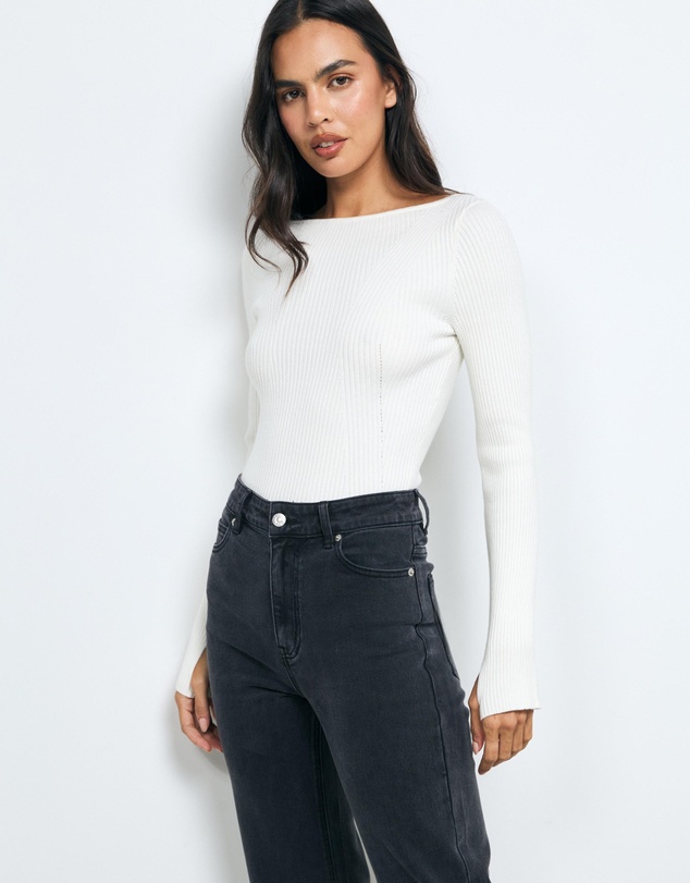 AERE - High Rise Stretch Straight Jeans