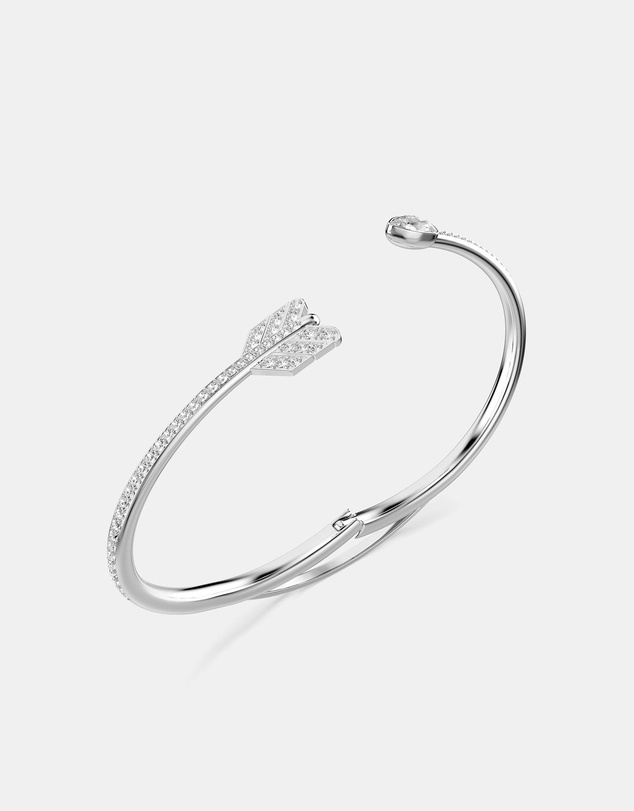 Swarovski - Idyllia Bangle, Mixed Cuts, Arrow, White, Rhodium Plated