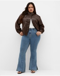 City Chic - Plus size Harley Fit Side Split Flare Leg Jean - light wash