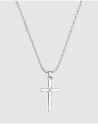 Kuzzoi - ICONIC EXCLUSIVE - Necklace Men Cross Flat Cord 925 Sterling Silver