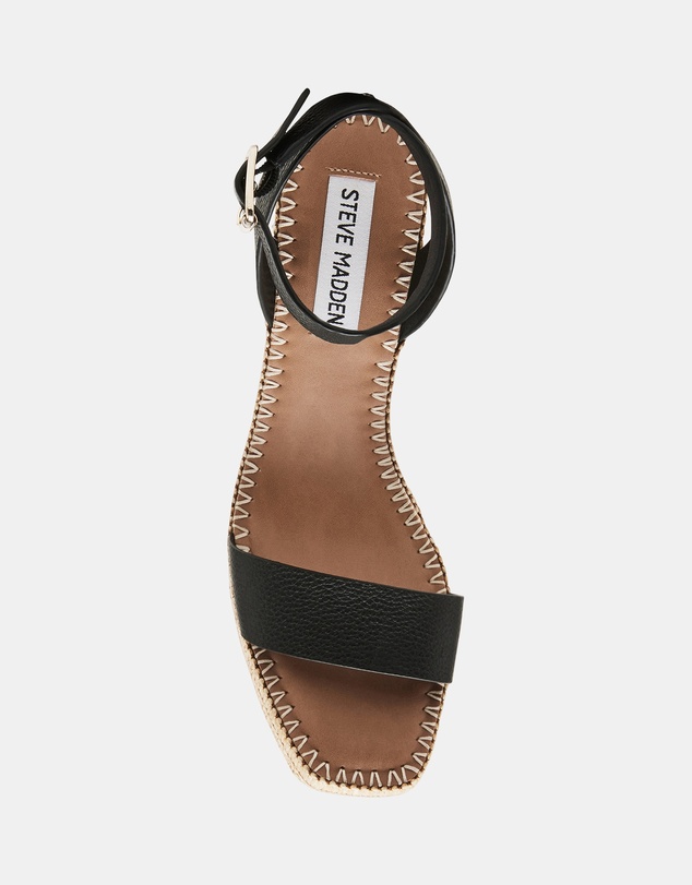 Steve Madden - Cassie Black Leather Sandals
